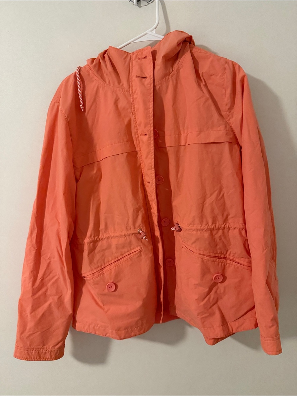 J. Crew Coral Orange Utility Jacket with Hood